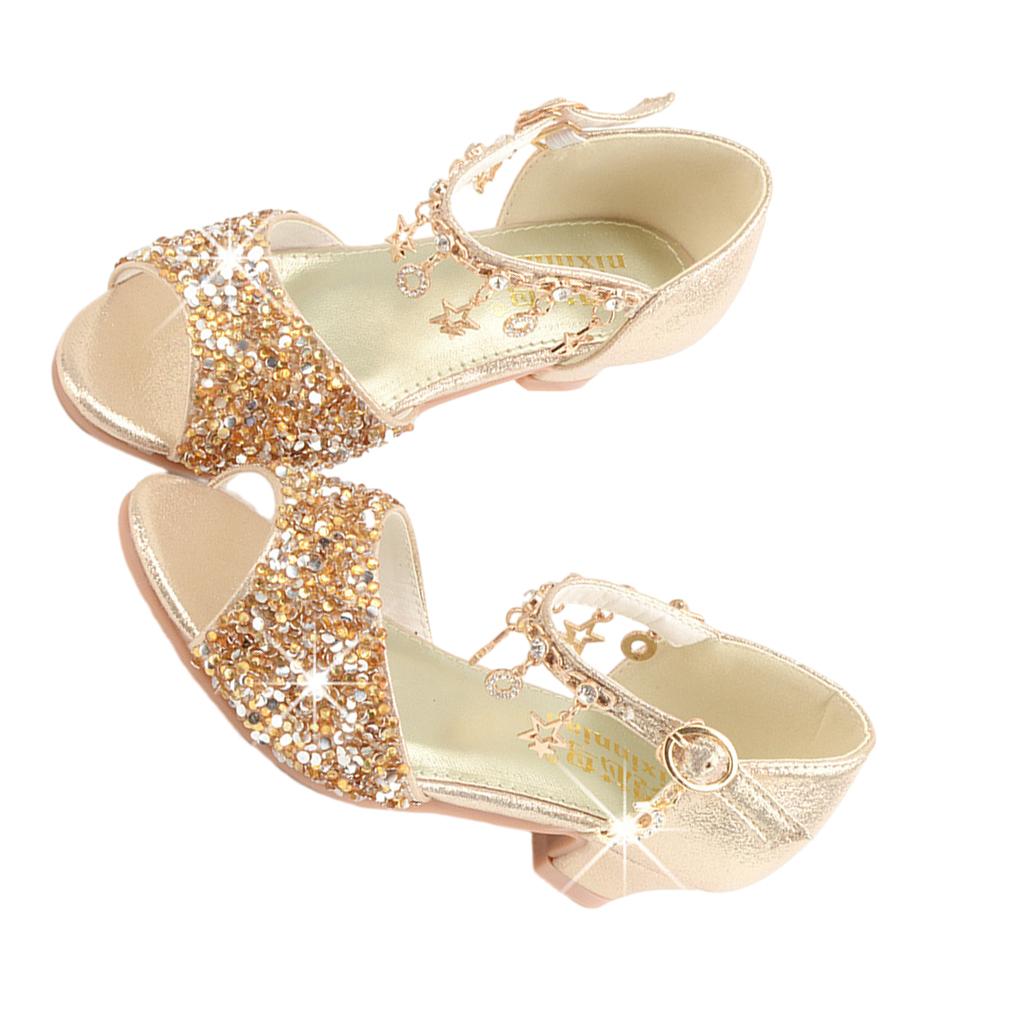 Girls Ballerina Glitter Shoes Children Ballet Wedges Party Shoe Carnival Christmas Sandals with Shoelace Stage