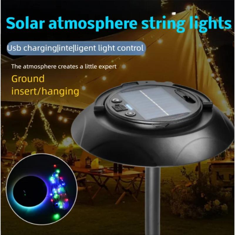 Solar Camping Lantern Rechargeable LED Light 4000mAh USB Portable Outdoor Emergency Light for Night Use Power Outage Survival