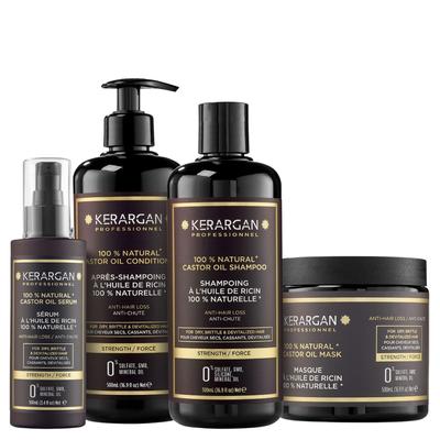 Shampoo, Conditioner, Mask and Serum with Castor Oil, Argan and Chamomile - Sulfate, Paraben and Silicone Free - 1600 Ml
