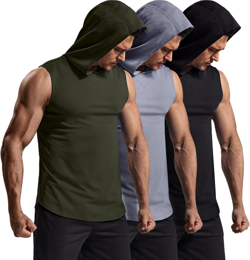 Teseulla [3Pack] Hyperdry Cooling Quick-Drying Mesh Hooded Sleeveless Top