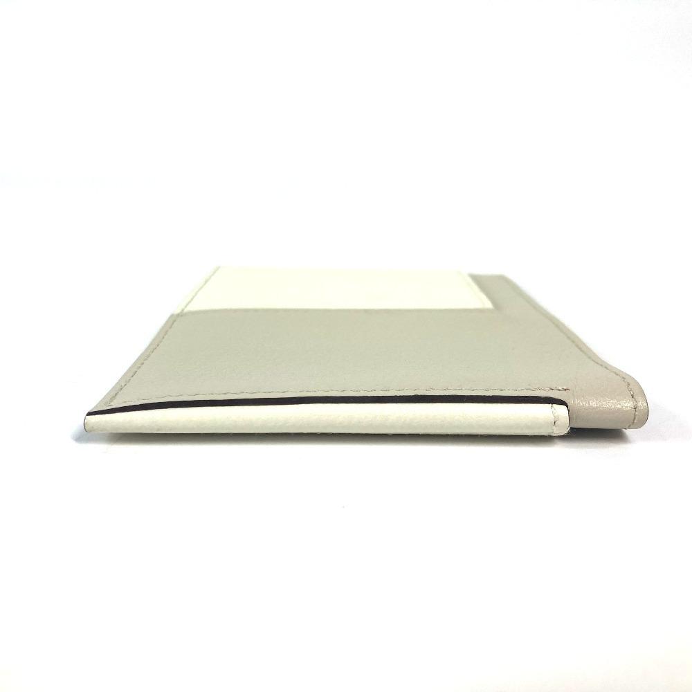 HERMES Bicolor Nect Business Card Holder Pass Case Card Case White/Light Beige