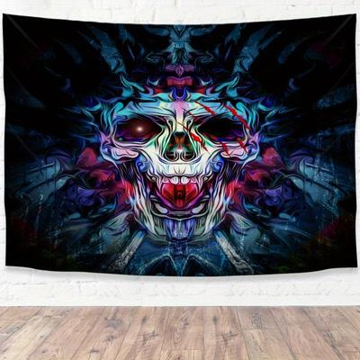 Psychedelic Skull Tapestry Perfect for Bold Unique Edgy Home Decor with Artistic Charm and Vibrant Style