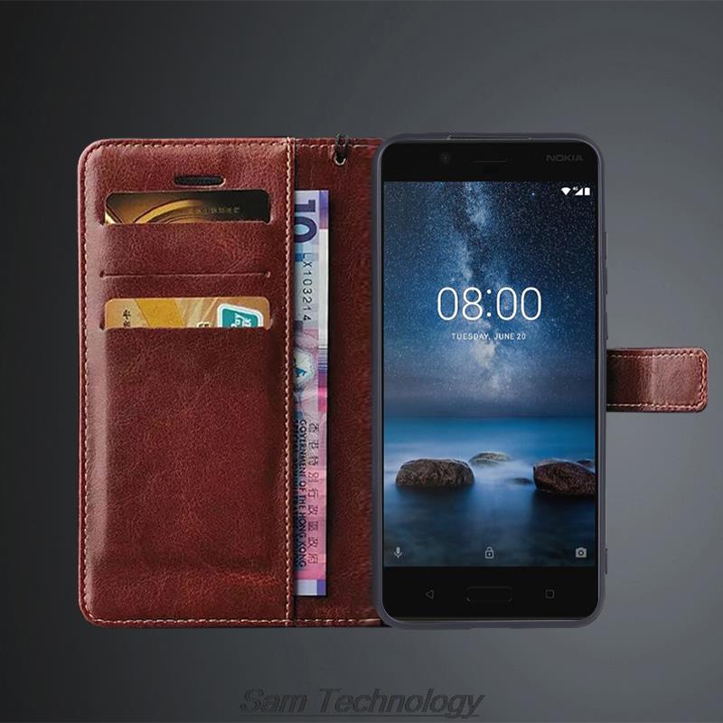 Card Holder Cover Leather Case for Nokia 8 Nokia8 Pu Leather Flip Cover Retro Wallet Phone Case for Nokia8 Business Fundas Coque