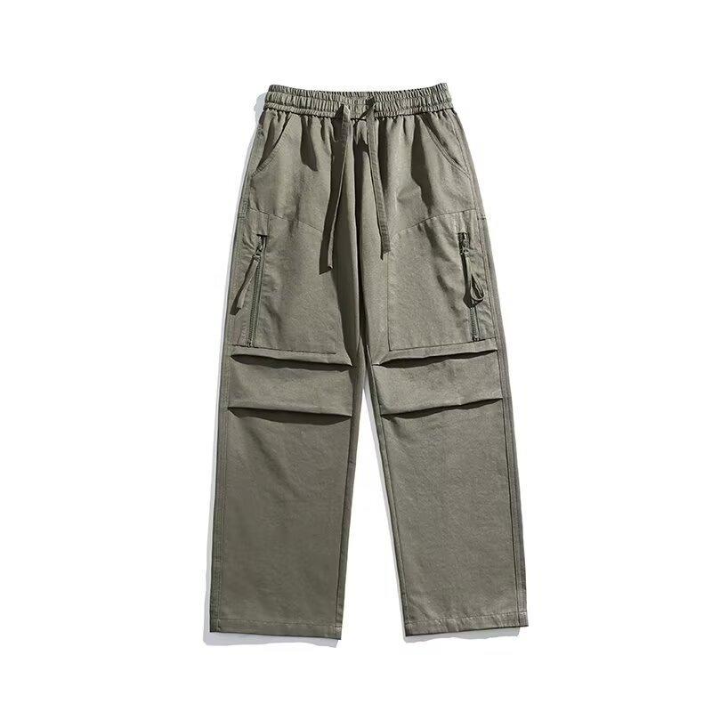 Casual thin overalls men's trendy summer new straight loose wide-leg casual pants men