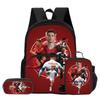 3 Pcs Set with Front Pocket Backpack Ronaldo with Thermal Insulated Lunch Tote Purse CR Pencil Case Football Star Rucksack