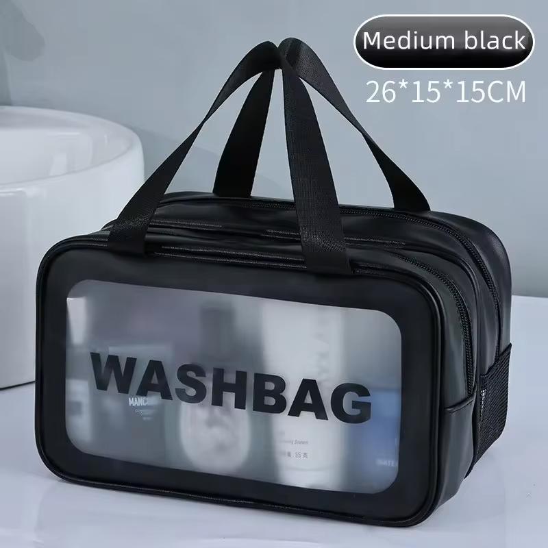Dry-wet Separation Double Transparent PU Makeup Bag Portable Washing Bag Cosmetic Storage Bag Travel Fitness Swimming Essentials