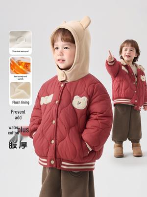 European Boys' Quilted Cotton Jacket - Winter 2025 Warm Toddler Coat