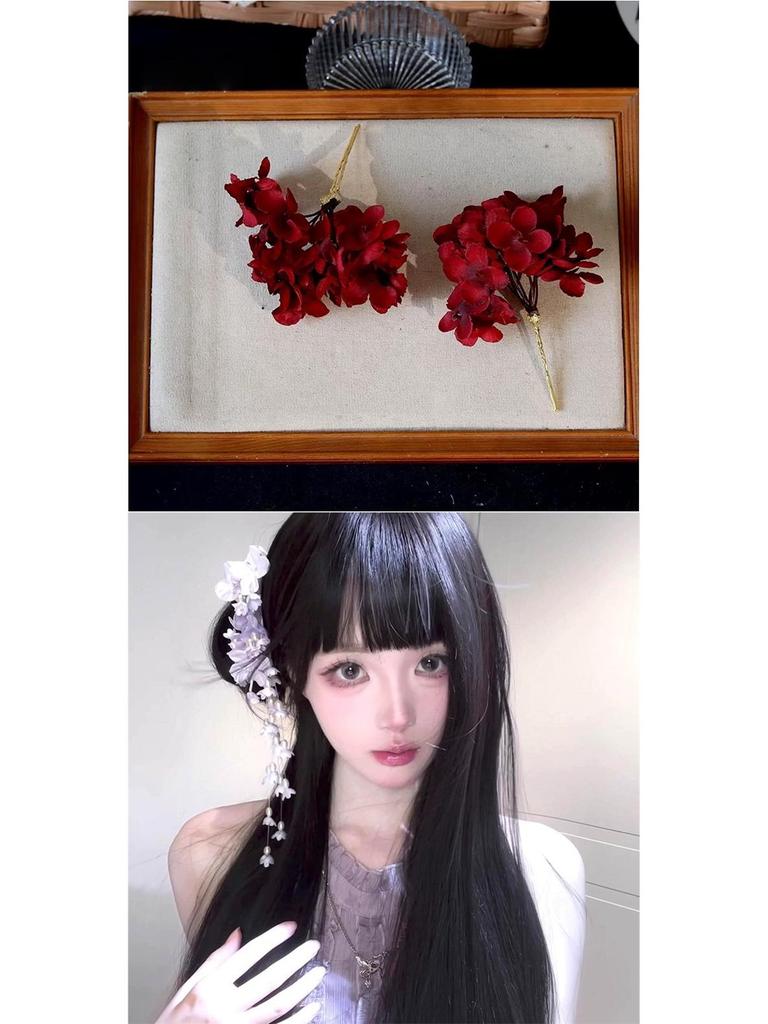 2025 Chinese Red Floral Hairpin - Hanfu Hair Stick Accessory