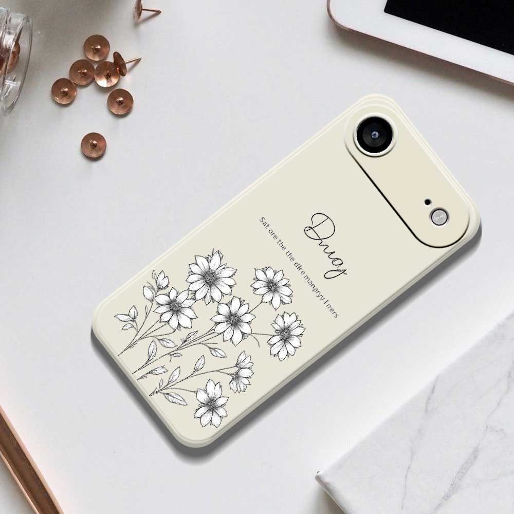 For iPhone 17 Air Case Sketch Flowers Pattern Printing Straight Edge TPU Phone Back Cover