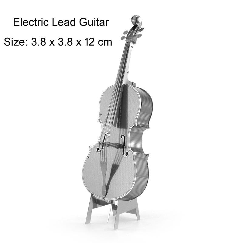 3D Metallinstrument Puzzle Set: Gitarre, Bass, Klavier, Schlagzeug, Cello - Perfektes Geburtstagsgeschenk