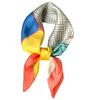 New Summer Korean Version Color-blocking Emulated Silk Small Square Scarf for Women's Seaside Sun Protection Scarf Fashionable Scarf Big Shawl