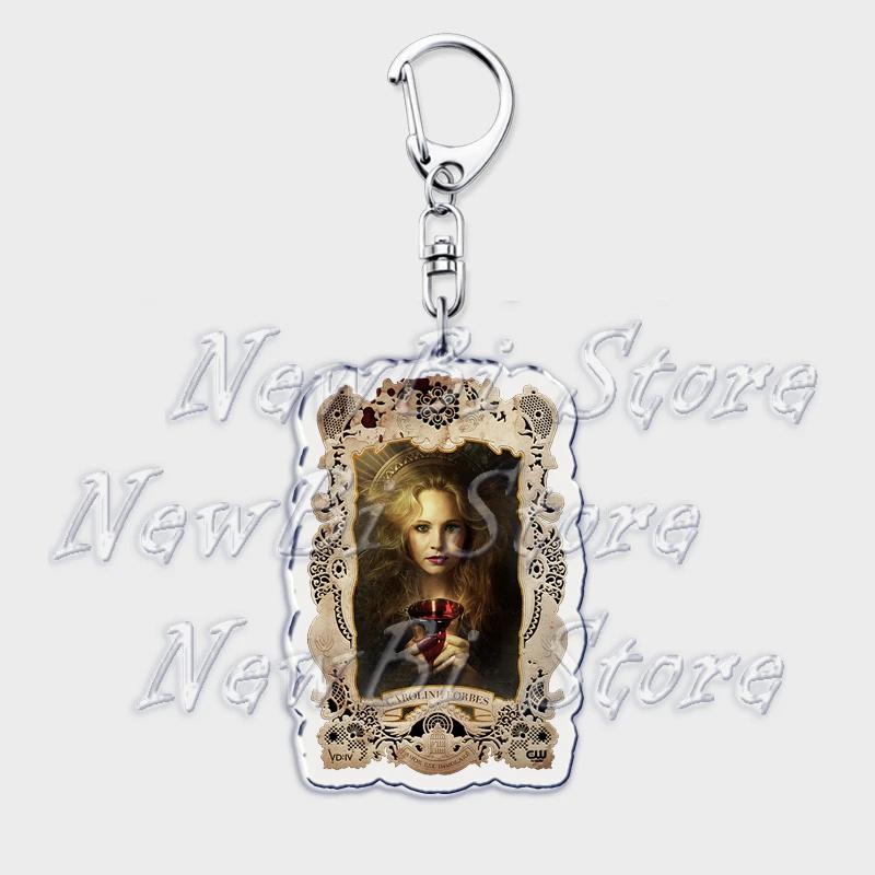 TVD The Vampire Diaries Keychain for Accessories Bag Damon Stefan Salvatore Elena Gilbert Key Chain Keyring Jewelry Fans Gifts
