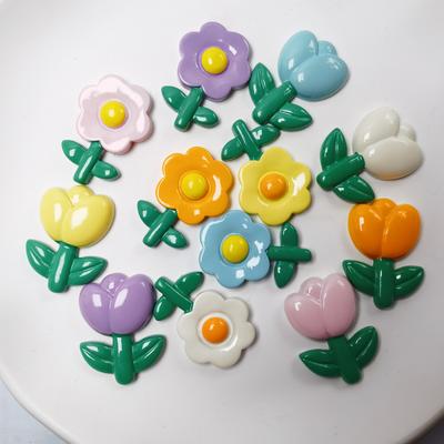 100Pcs Flatback Resin Daisy Flowers Cabochons Mixed Color Sunflower Slime Charms for Jewelry Making Scrapbooking Embellishments