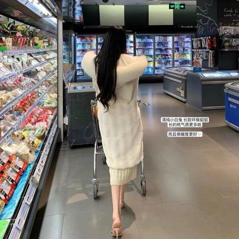 New Light Imitation Mink Imitation Fox Hair Hooded Leather Thickened Fur Coat Women's Long Coat