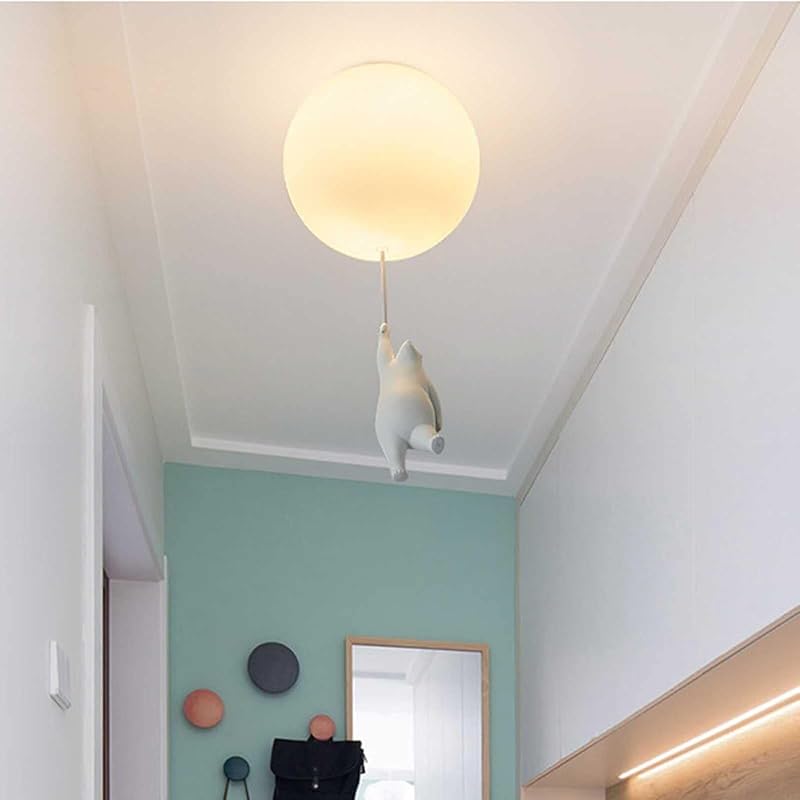 Modern Bear Ceiling Lights, Creative Balloon Decorative Chandelier, Cartoon LED Ceiling Lamps, Polar Bear Pendant Lamp for Kids Rooms (Large)