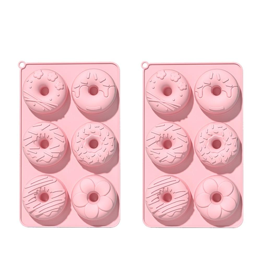 2PCS Silicone Doughnut Baking Pan Heat Resistant Fluted Tube Cake Pan Household Bread Mold Wax 2 Pcs