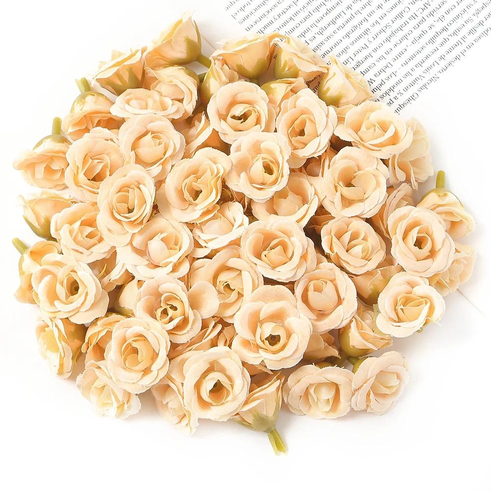 10/20/50Pcs 2cm Mini Rose Artificial Flowers Heads For Home Decor Wedding Decoration Fake Flowers DIY Wreath Scrapbook Gifts