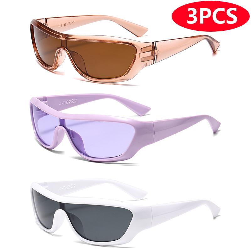 3pcs Punk Style Cycling Sunglasses Large Frame Unisex Fashion Retro Cat Eye Sun Glasses for Women Men
