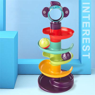 Creative Baby Rolling Ball Bell Toy Pile Tower Puzzle Toy Kids Rattles Ring
