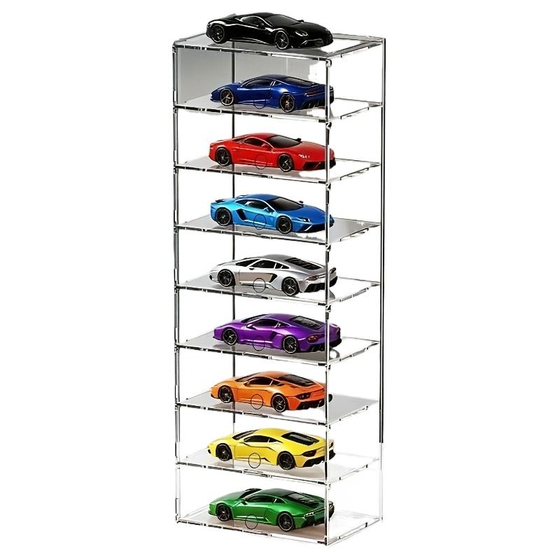 PGY Acryl 8-stufiger Modellauto-Ausstellungsständer mit Klappdeckel Rennwagenmodelle Sammlervitrine Actionfiguren-Displayboxen
