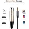 4.9Ft 3-Pin XLR Female To 3.5mm TRS Male Balanced Stereo Audio Cable Cord Black