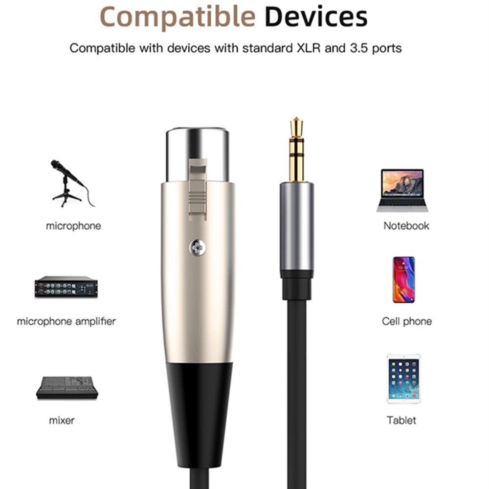 4.9Ft 3-Pin XLR Female To 3.5mm TRS Male Balanced Stereo Audio Cable Cord Black