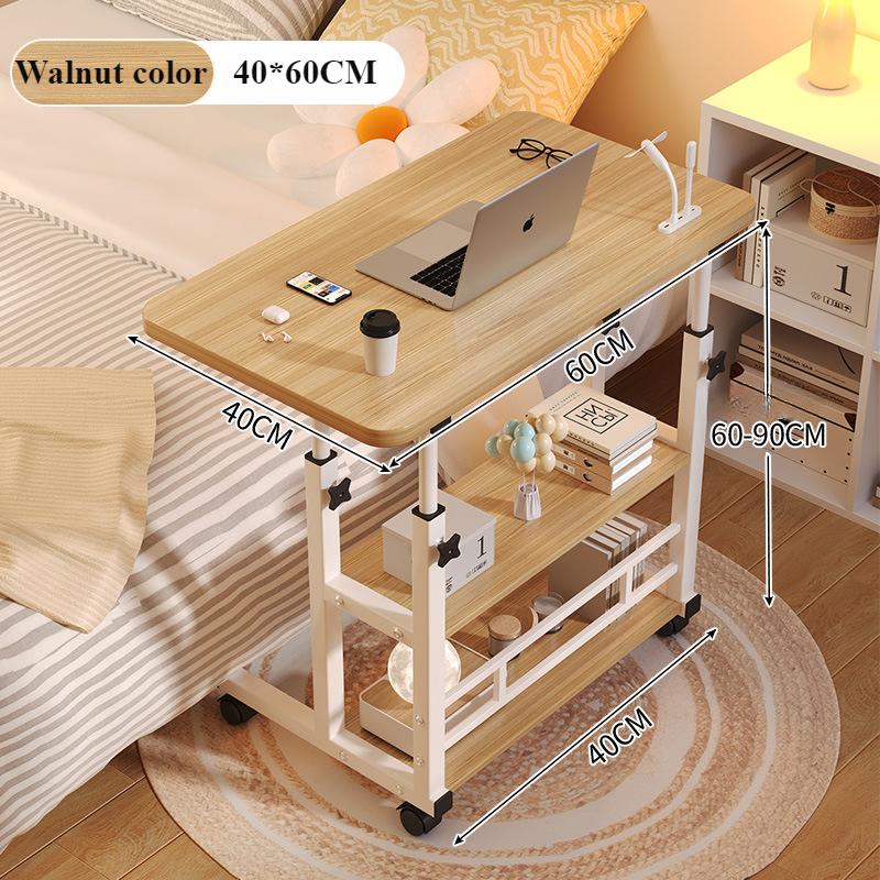 Mobile Portable Desk Adjustable Height Study Table with Storage Shelf Bedside Desk for Working Eating OPTIONAL USB Fan & Light