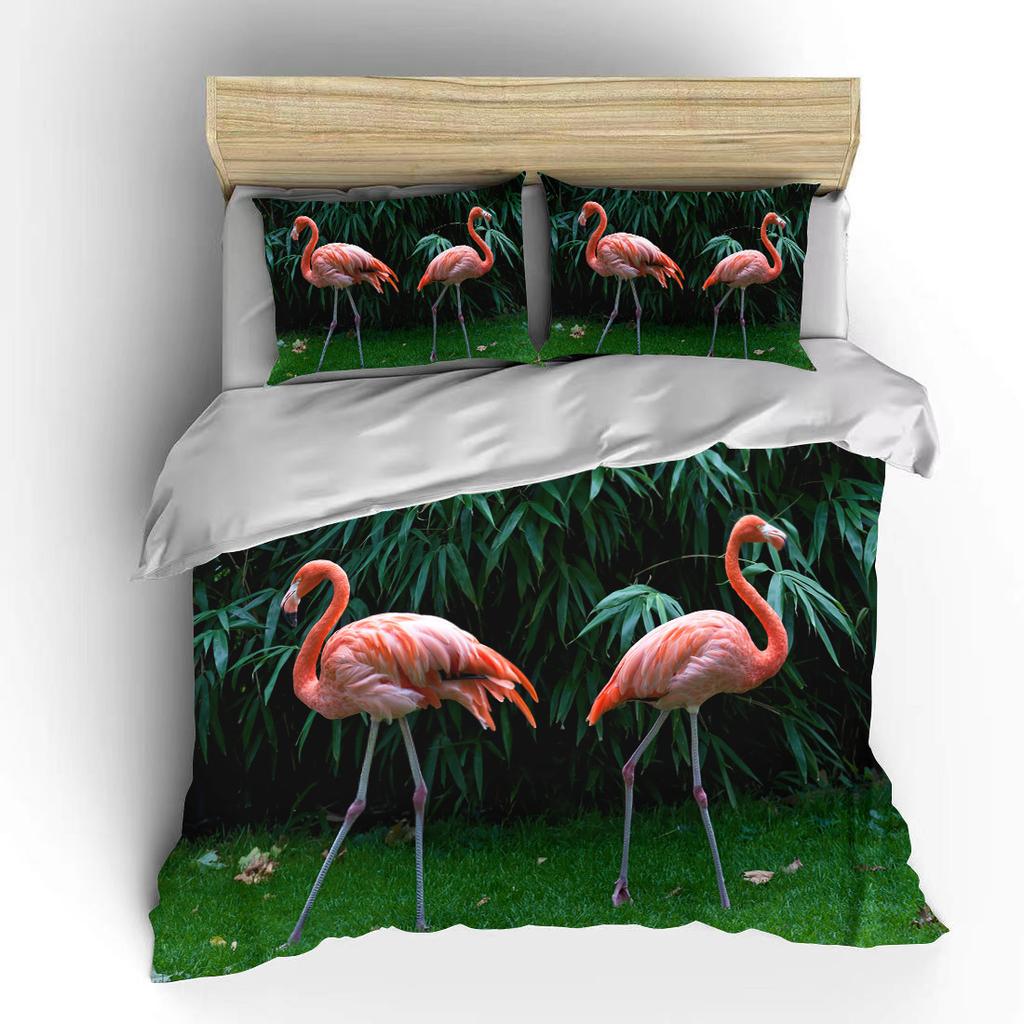 Flamingo cartoon cute bear kawaii Christmas gift king size double bed bedding set microfiber or polyester duvet cover set