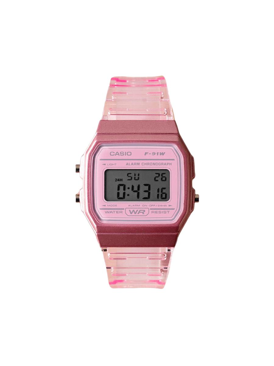 

Casio Полимерный корпус Полимерный ремешок Женские кварцевые часы F-91WS-4 розовый