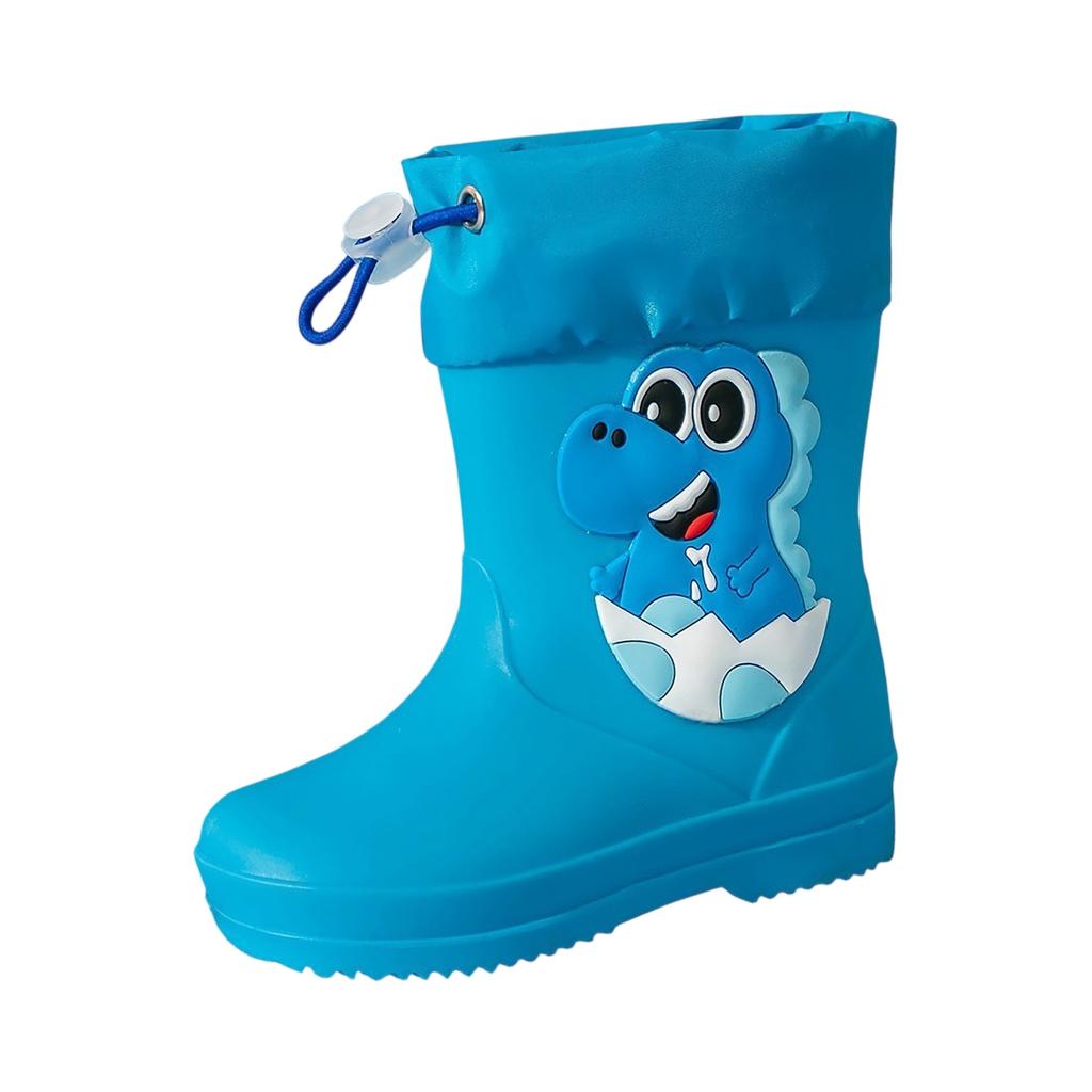 Boots Children's Lined Half Height Rain Boots Rain Shoes With Drawstring Cartoon Non- Rain Boots Lightweight Outdoor