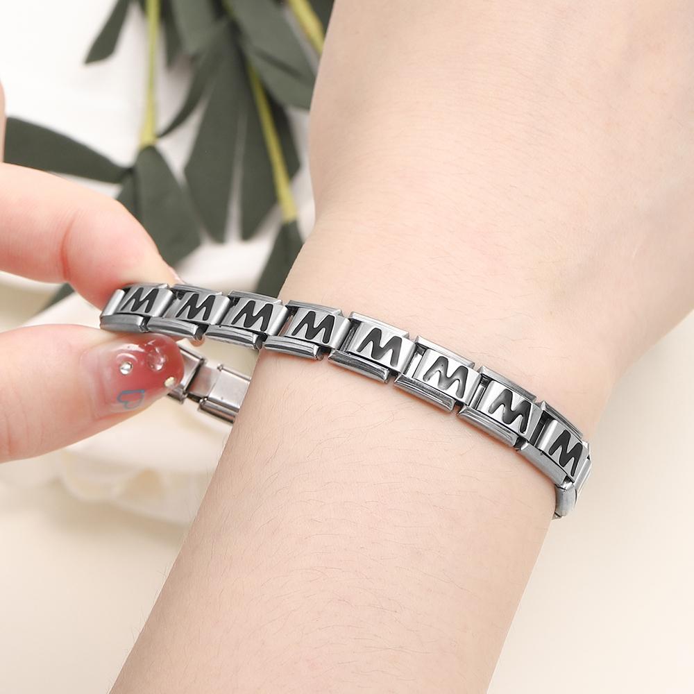 Fashion Black 26 English Letters Italian Charm Links Fit 9mm Stainless Steel Bracelet Making Women Men Jewelry Accessories