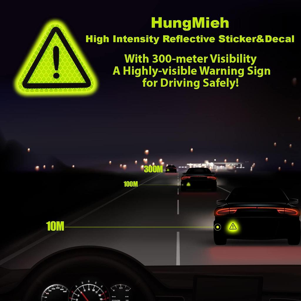HungMieh Highly Reflective Stickers Decals Vinyl for Cars High Intensity Grade Reflective Safety Warning Signs 7 years Last Waterproof Multi-Color