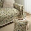 Exquisite sofa towel anti-cat scratch jacquard flower bird green retro festive festival thick sofa blanket