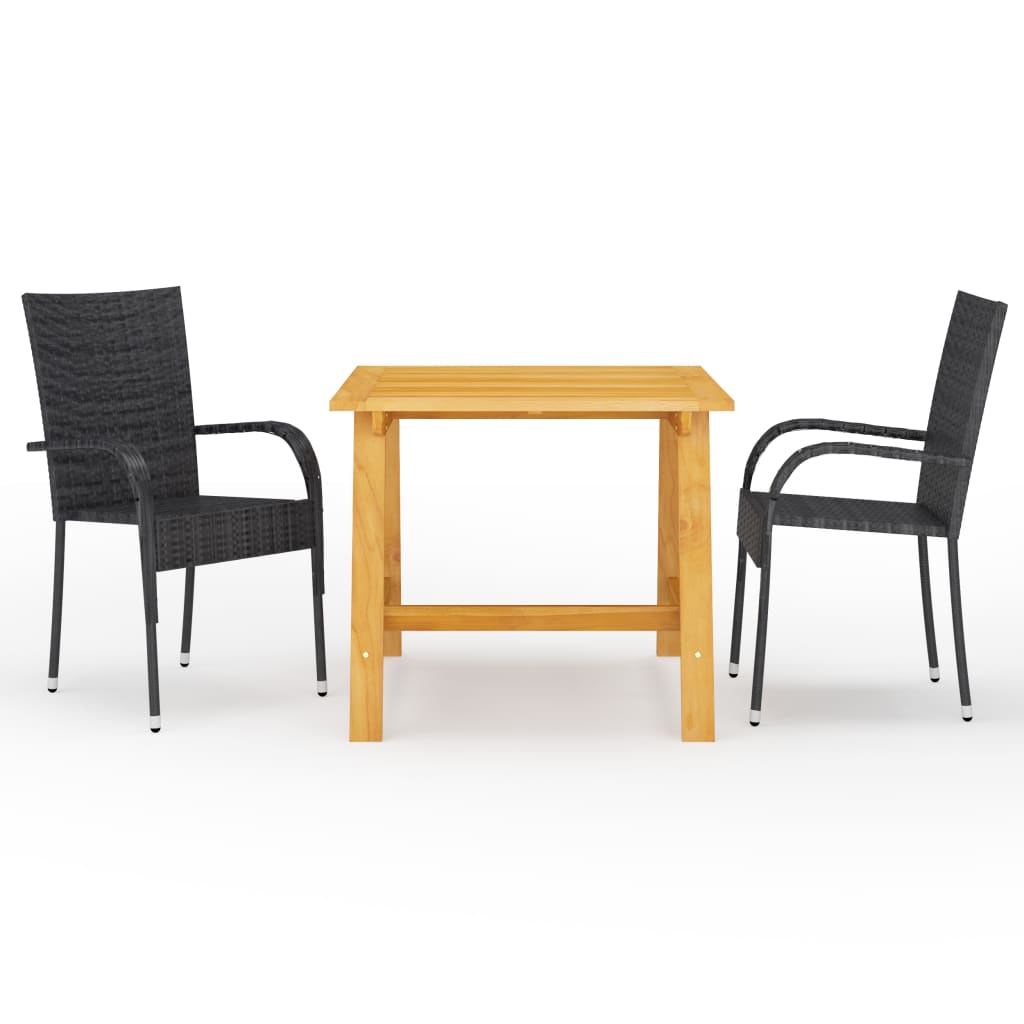 3 Piece Outdoor Dining Set Black
