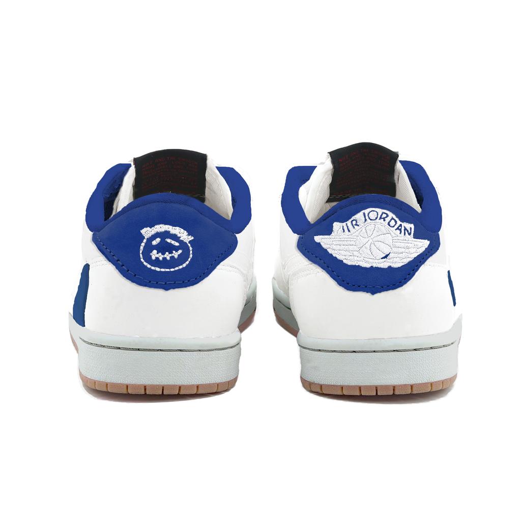 Travis Scott X Jordan Air Jordan 1 Low Top Vintage Basketball Shoes Unisex Beige Blue DZ4137-700(Team-)
