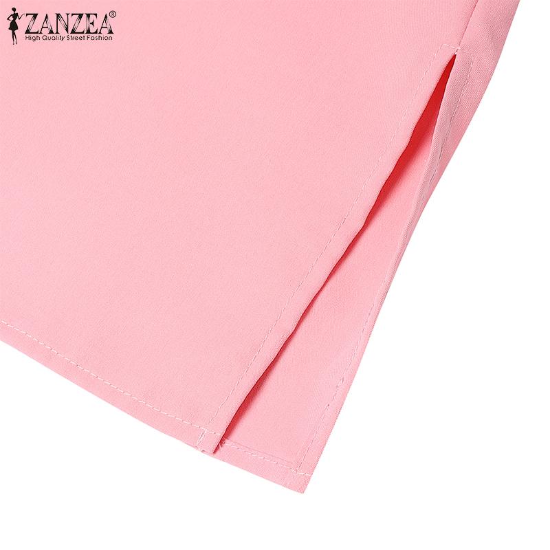 ZANZEA Rochie Casual de Vară pentru Femei cu Guler Revers și Mâneci 3/4