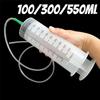Seringues Grande Capacité 100/300/550ml Pompe à Huile avec Tuyau 1m Pompe de Mesure pour Alimentation Animale Nutriments Hydroponiques Grande Seringue