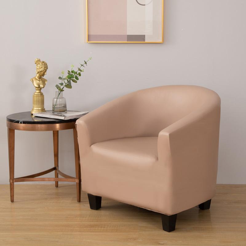 PU Leather Waterproof Tub Sofa Cover Anti-dirty Club Chair Slipcover Solid Color Couch Covers Protector Furniture Living Room