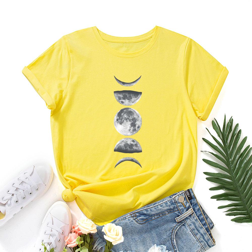 Gradient Moon Fashion Harajuku Style Pure Cotton Printed Women's Round Neck Short Sleeved T-shirt