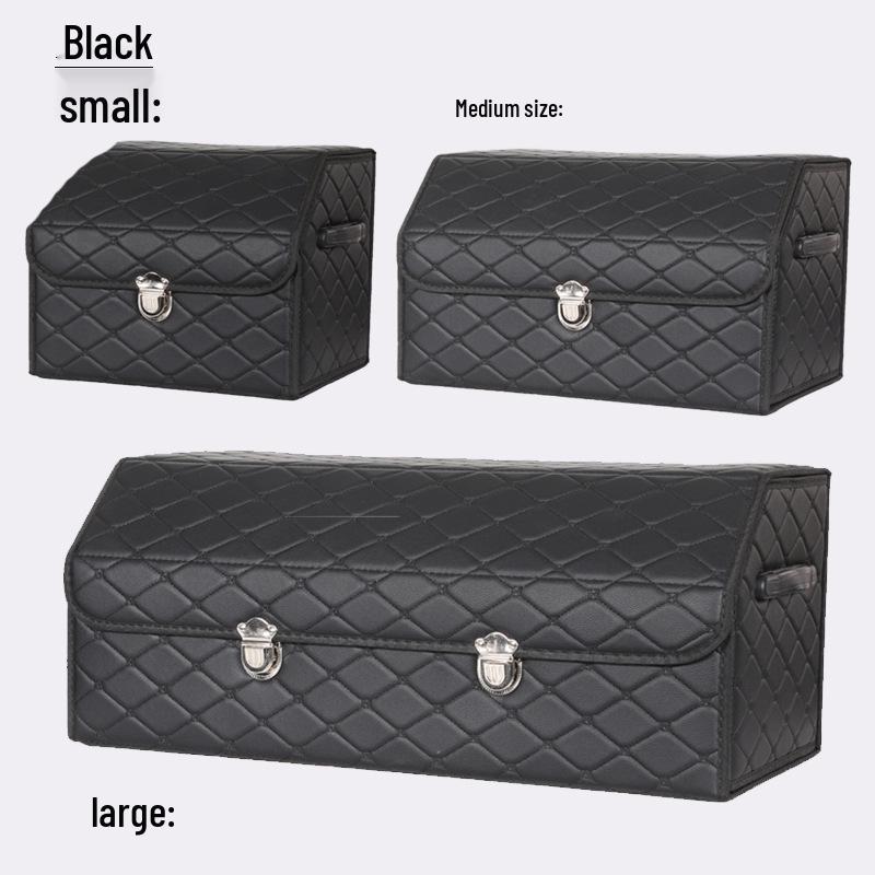 Car Leather Interior Organizer: Large Capacity Folding Trunk Storage Box