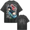 Anime Hunter X Hunter Shizuku Spider Troupe Phantom Vintage Washed T-shirt Men Women Fashion Casual Cotton Short Sleeve T-shirts