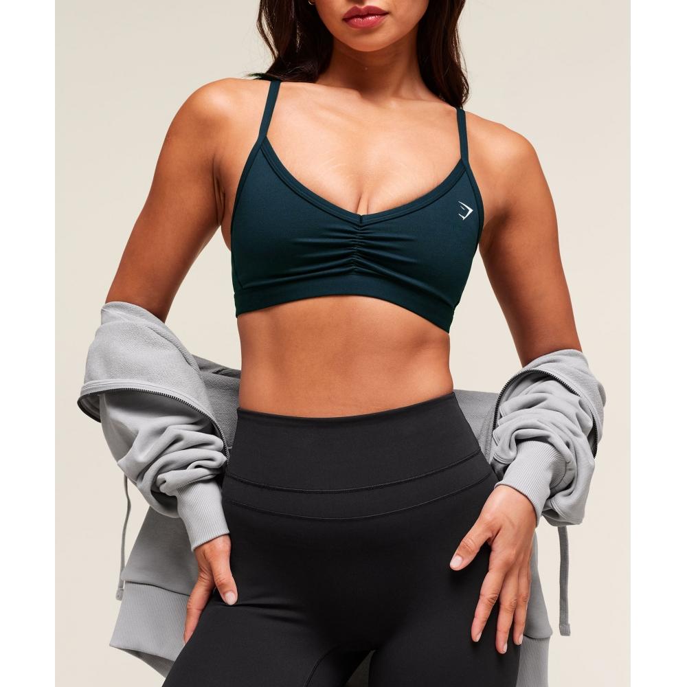 Gymshark Ruched Strappy Sports Bra Deep Petrol Blue B6a6i Udrl