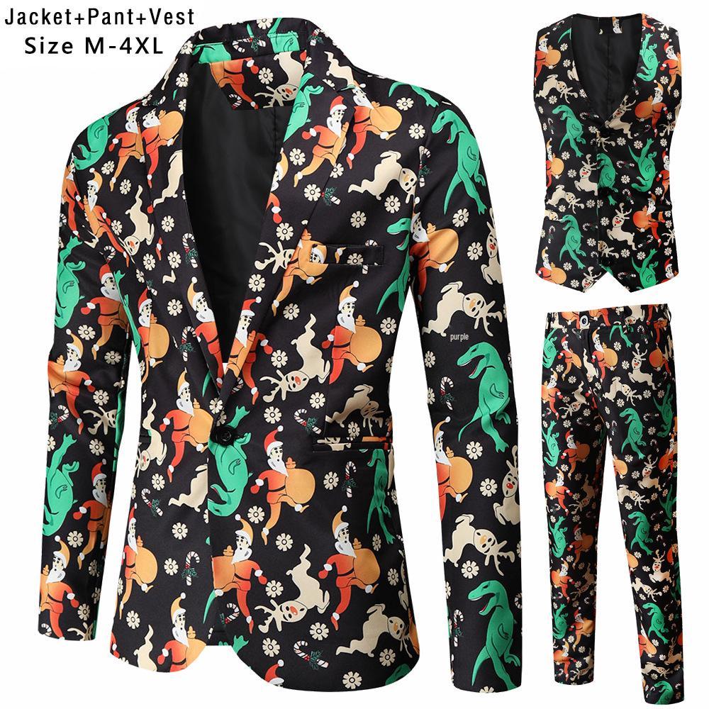 Cross-Border Holiday 3D Printed Casual 3-Piece Suit: Vest and Trousers