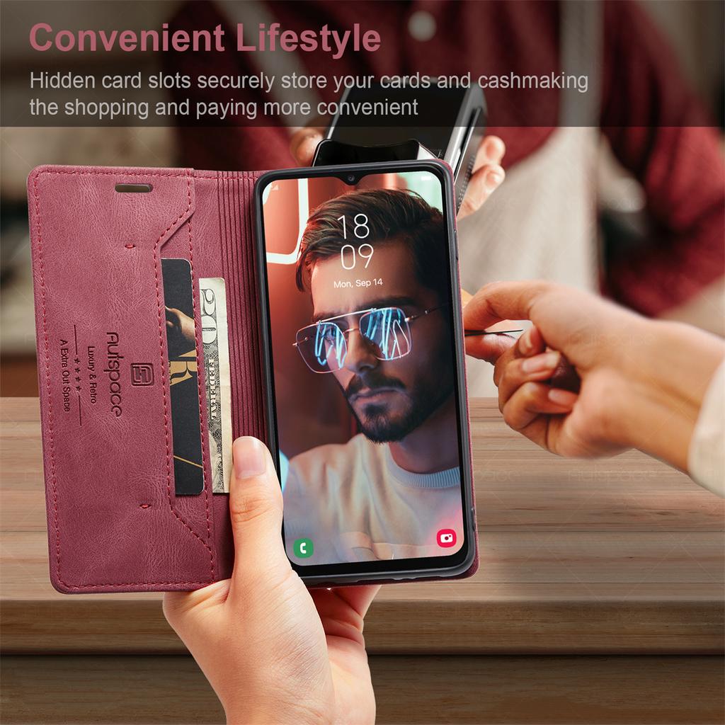 For Samsung Galaxy A23 / A23 5G / M23 Vintage Leather Flip Wallet Case with RFID Blocking Card Slot, Matte Retro Folio Cover (4 Colors)