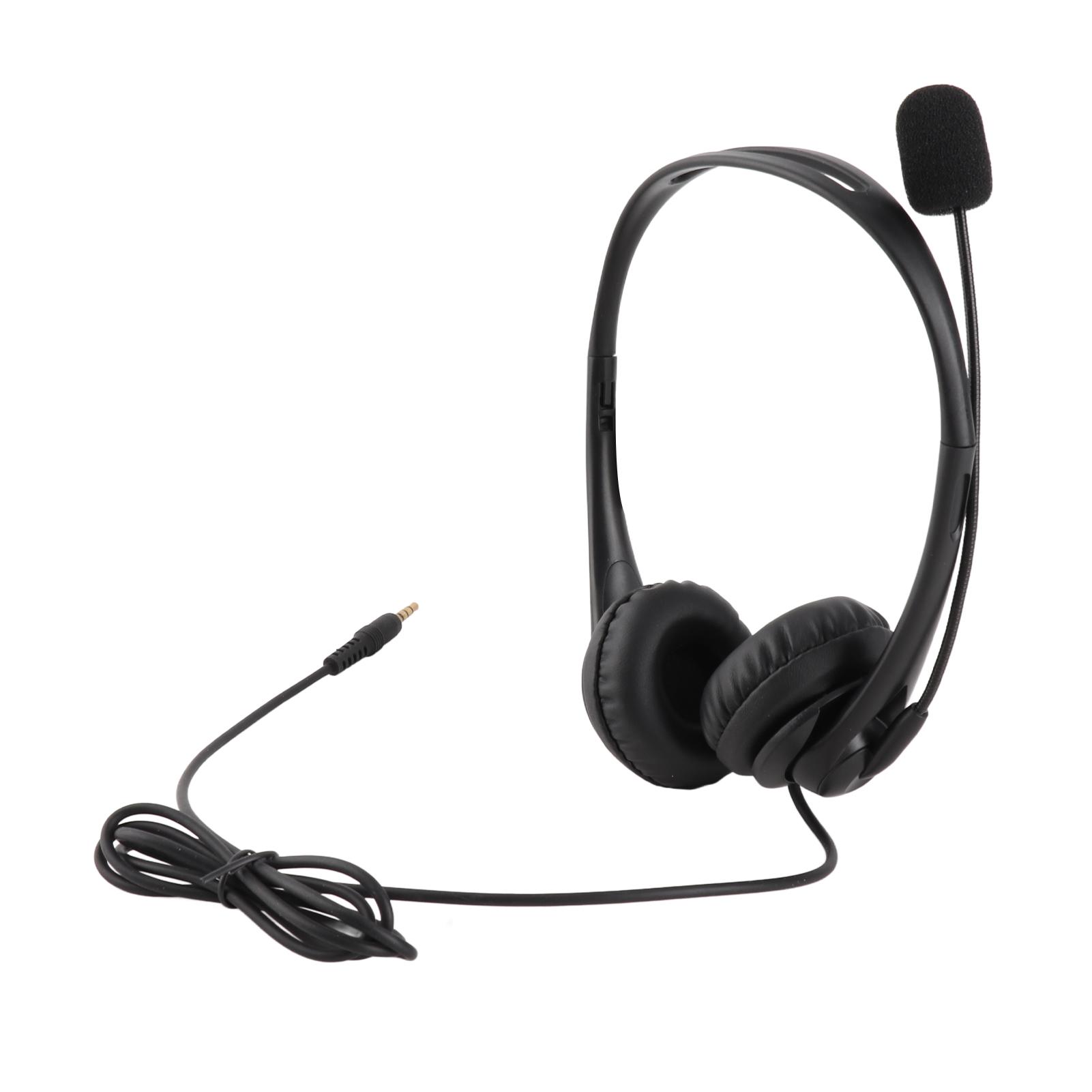 

3.5mm Computer Headset with Microphone Noise Cancelling Head Mounted Headphone Wired Call Center Headsets for Business чёрный