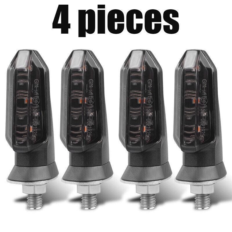 Universal 12V Motorcycle LED Turn Signal Lights Amber Water Flowing Blinker Flasher Sequential Indicator Lamp