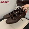 Fashion Female Shallow Ladies Mary Janes Shoes With Height Increasing Footwear 2025 New Fashion Square Toe Women Flats Shoes