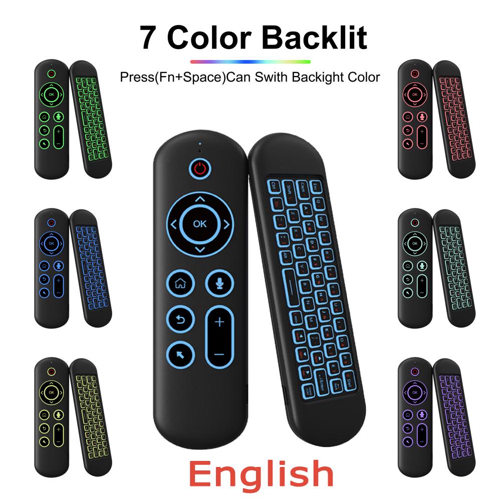 Wireless Gyroscope AirMouse Remote Control with Backlit MiniKeyboard Dual ModeBT5.2 7Color Backlight For Android Smart TV Box PC