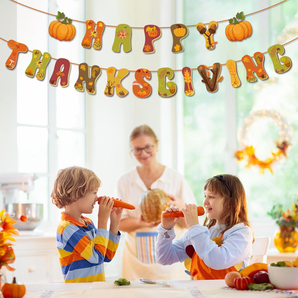 Festival Paper Fall Banner With Letter Set Thanksgiving Party Scene Decoration