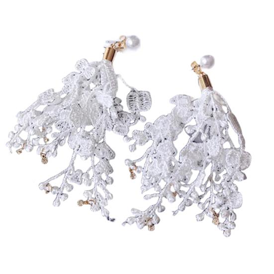 

B253 Серьги-капли, противоаллергические декоративные блестящие темпераментные женские серьги с кисточками, длинные серьги из искусственного жемчуга белый